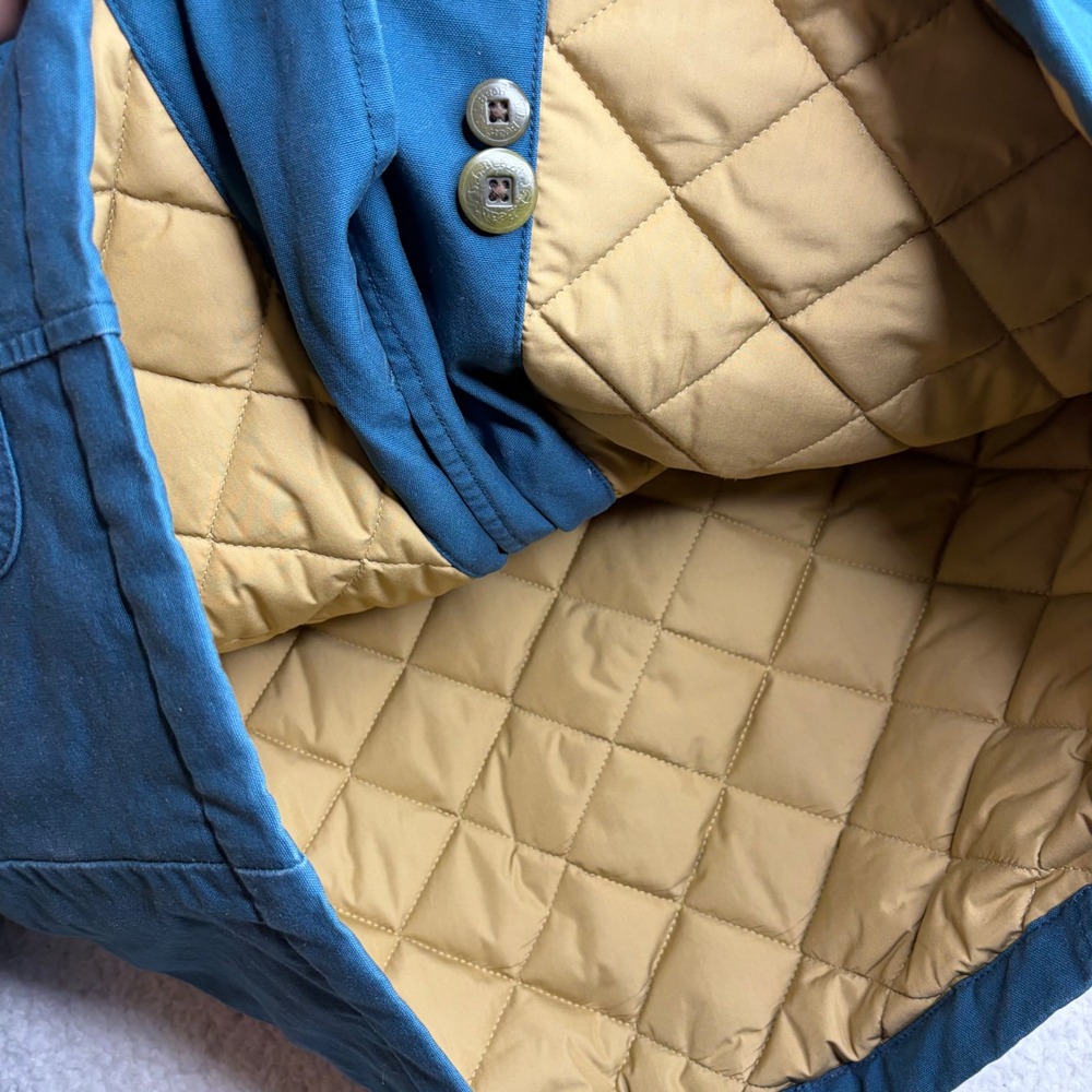 L.L. Bean Adirondack Barn Jacket Teal Blue Corduroy Collar Field quilt 267097 S - Picture 3 of 6